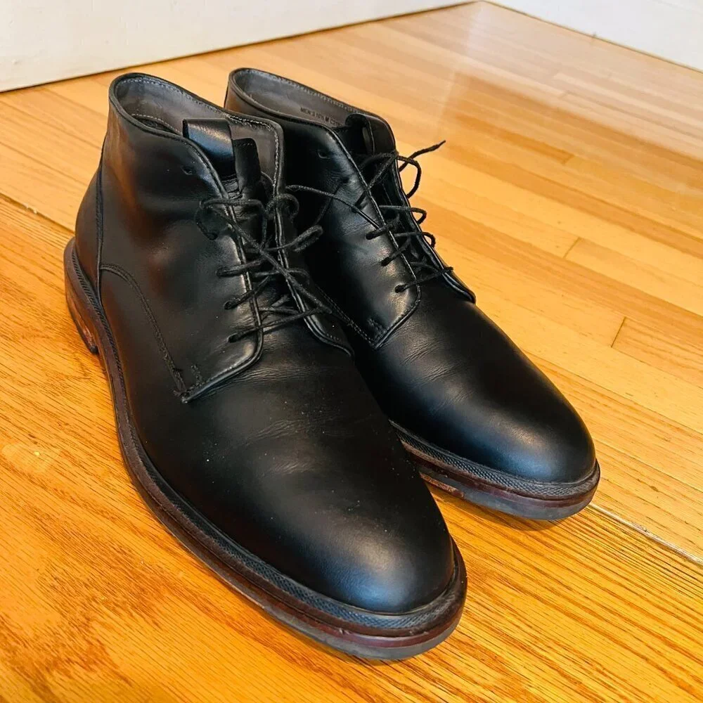 COLE‎ HAAN Grand Boot Black Leather Size 10.5 M Mens Ankle Lace Up Chukka Boots